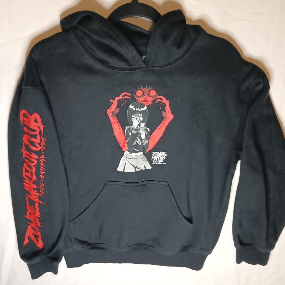 Zombie Makeout Club Sweatshirt Hoodie‎ Men's S Long Sleeve Graphic Pocket Black
